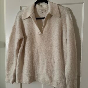 LOFT Women's Soft Cream V-Neck Sweater